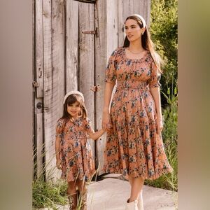 Ivy City Co Floral Maxi Dress in Orange and Blue